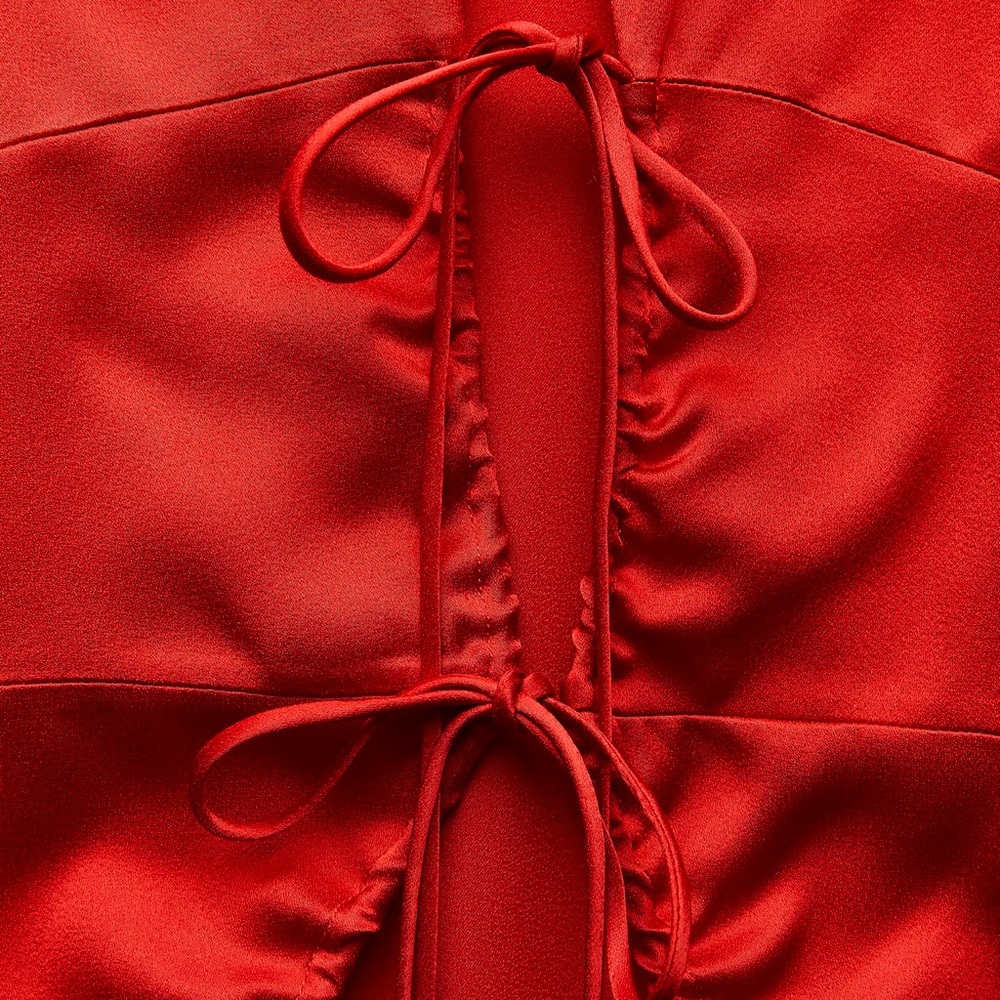 ZARA NWT RED DRESS BACK V-NECK ZW COLLECTION - Picture 10 of 13